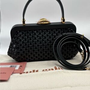 cult gaia zuma mini crossbody black woven bag
